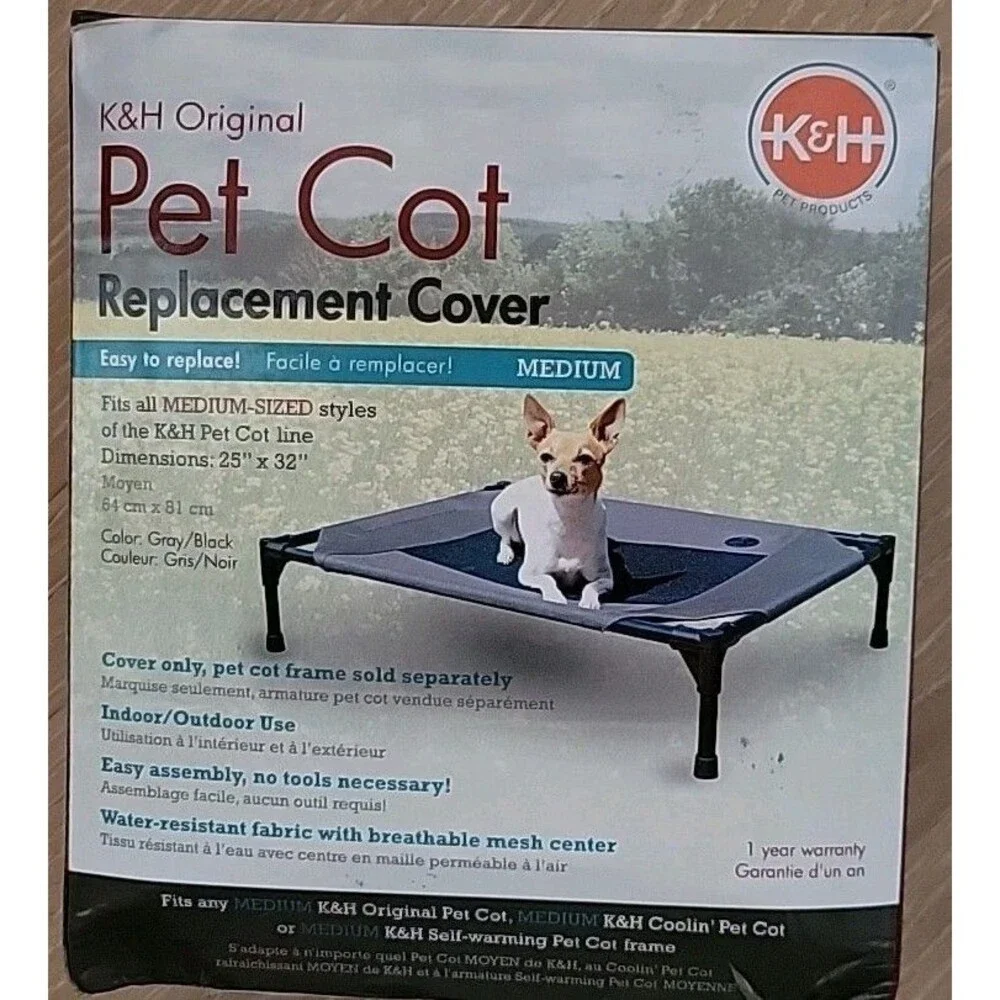 K&H Original Pet Cot Replacement Cover Only. Gray/Black Medium